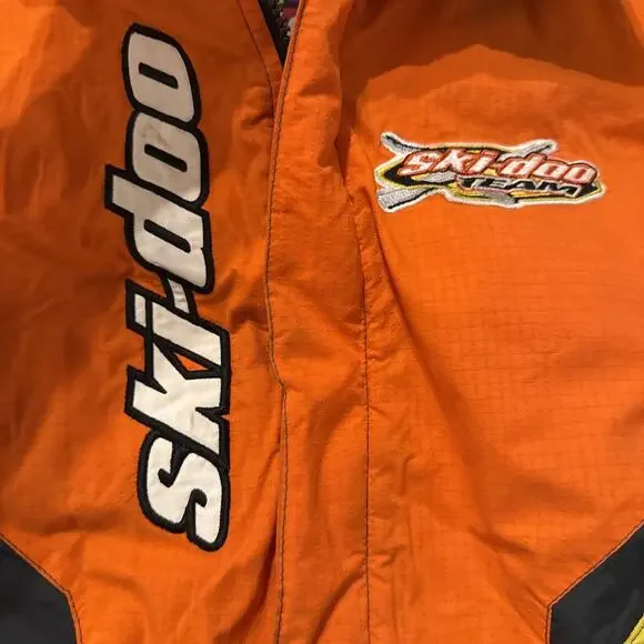 Vtg skidoo jacket Youth size 16 Racing Team Orange Black Bombardier Snowmobile - Picture 3 of 16